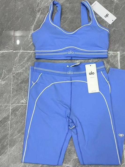 Azure Sculpt Seamless Workout Set – Blue Bra Top & High-Waist Leggings